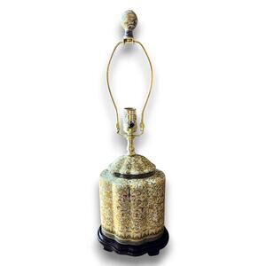 Chinoiserie Ceramic Ginger Jar Table Lamp Crackle Glaze Greek Key Border